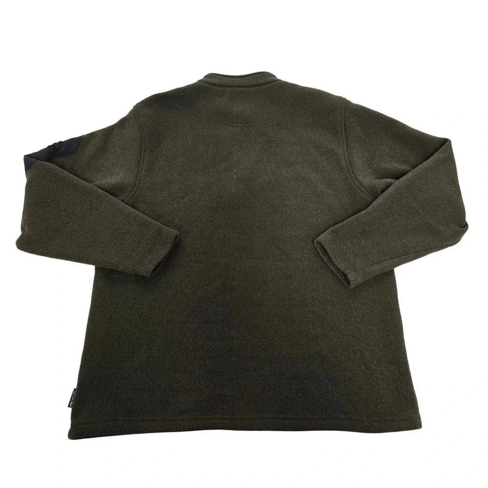 ExOfficio Mens L‎ Olive Green Fleece Henley Pullover Sleeve Pocket Sweater